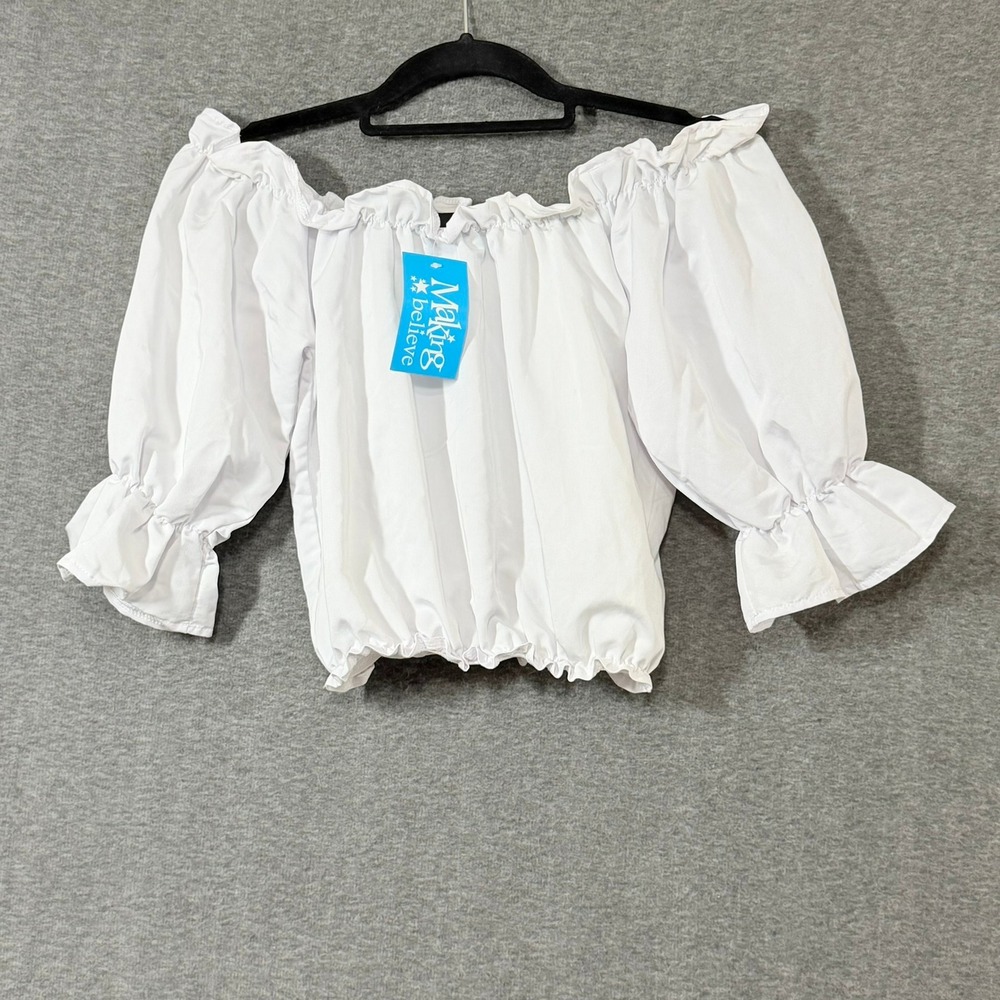 Making Believe Women Peasant Blouse Small White Off Shoulder Renaissance Costume
